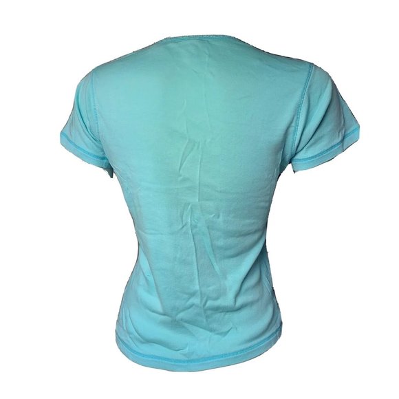 PJ SALVAGE Solid All Blue Short Sleeve V Neck Pajama Top Womens Size S Small - Picture 3 of 7